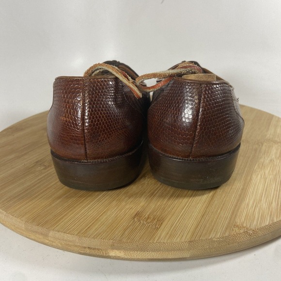 M Stuart Lizard Dress Shoes Vintage Loafers Lace Up Brown Size 8.5 - Picture 6 of 10